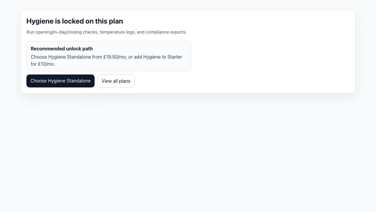 Checks by Plato dashboard showing food safety checks and completion status